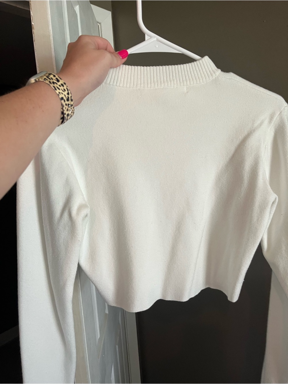 Altar'd State White Cropped Ribbed Mock-Neck Top - Picture 3 of 3